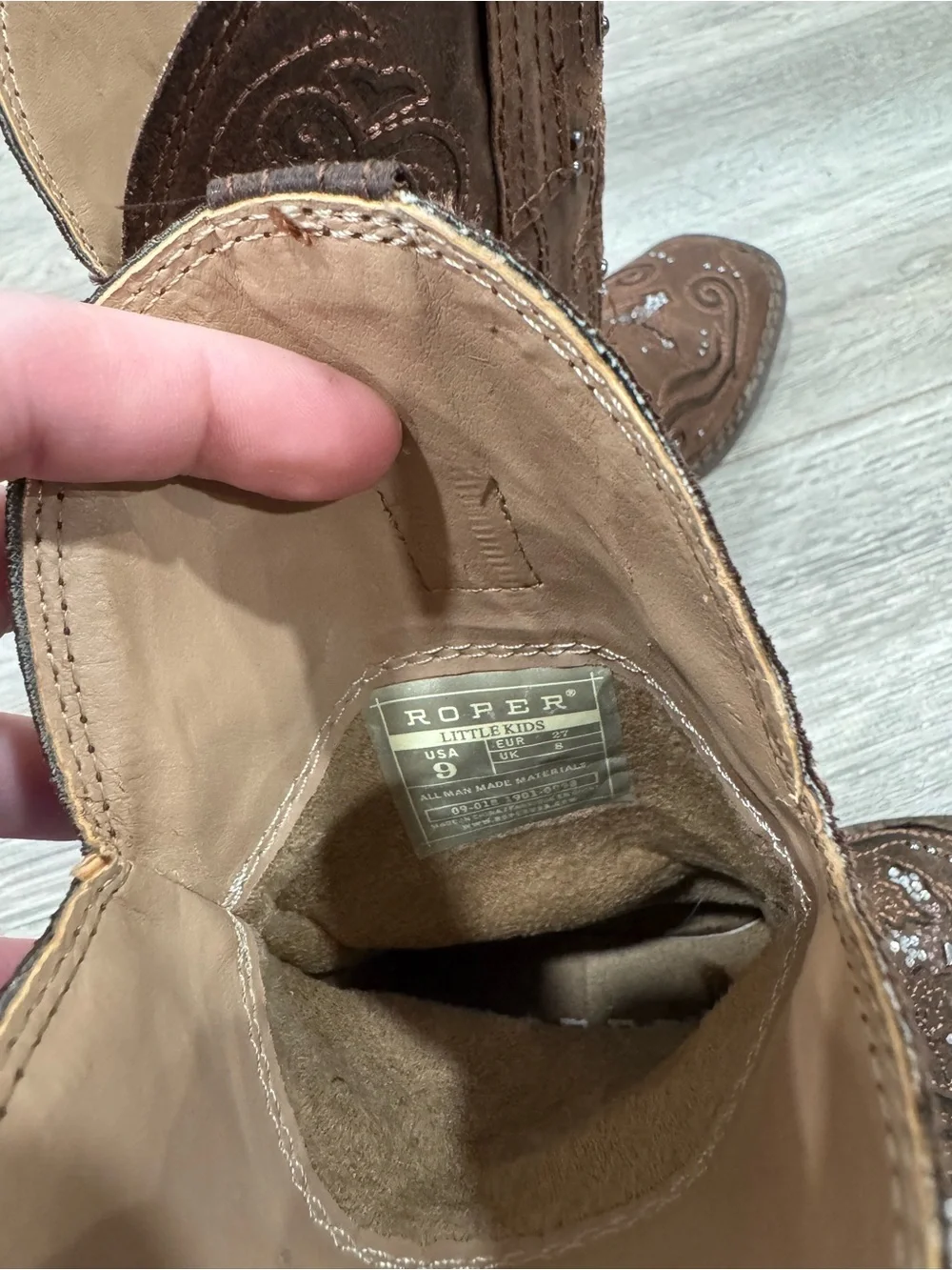 Roper Brown Girls' Western Boots with Rhinestones